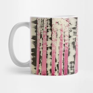 Black and White Birch Trees on Pink and Magenta Background Mug